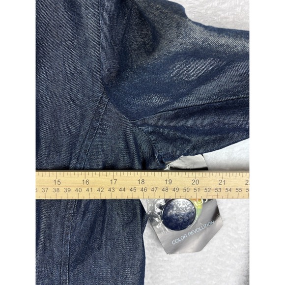 NWT Jeanology Vintage Ruffled Women's Jean Jacket With Front Button Size 14P - Picture 7 of 12